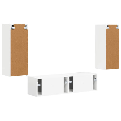 TV Cabinet Set Wall-mounted 2 pcs White Engineered Wood