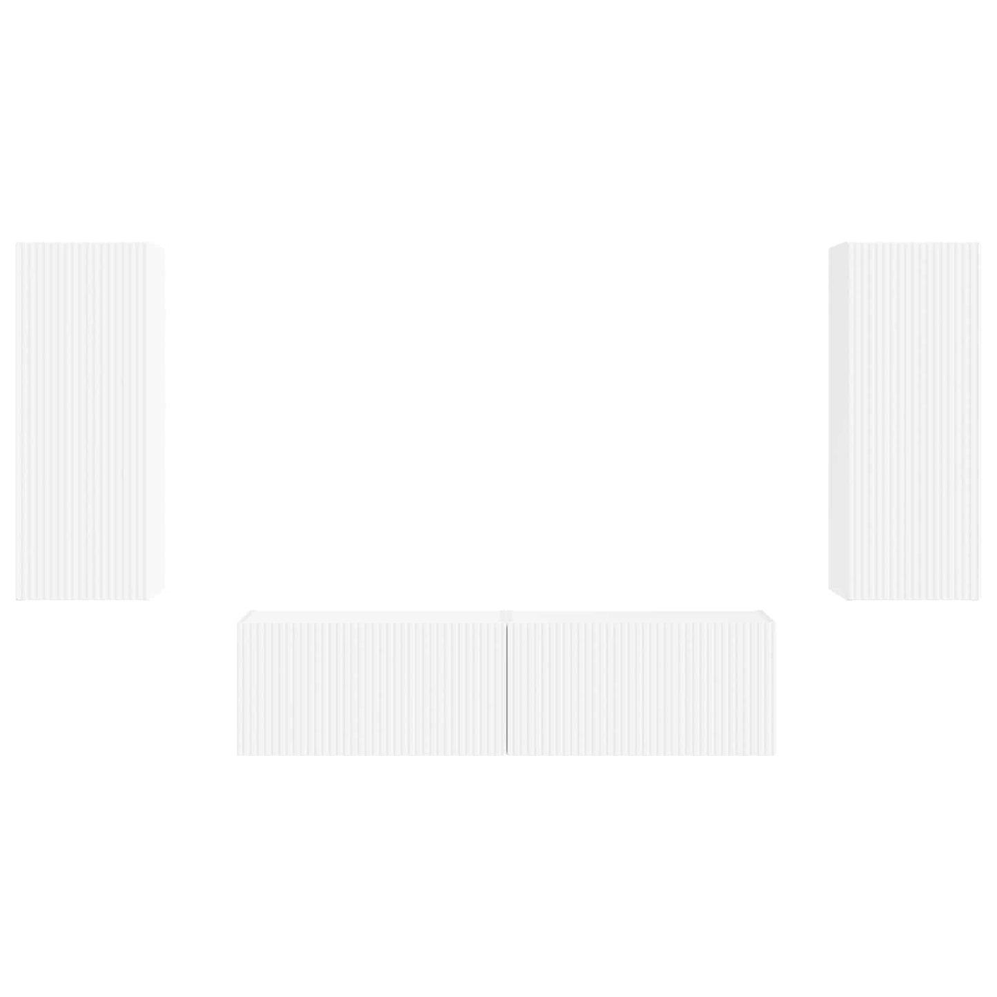 TV Cabinet Set Wall-mounted 2 pcs White Engineered Wood