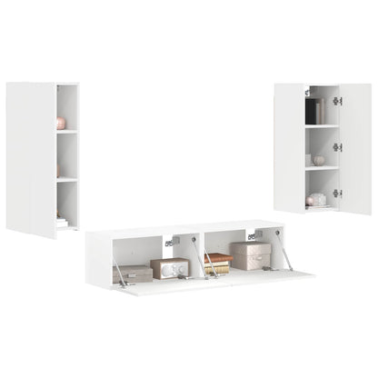 TV Cabinet Set Wall-mounted 2 pcs White Engineered Wood