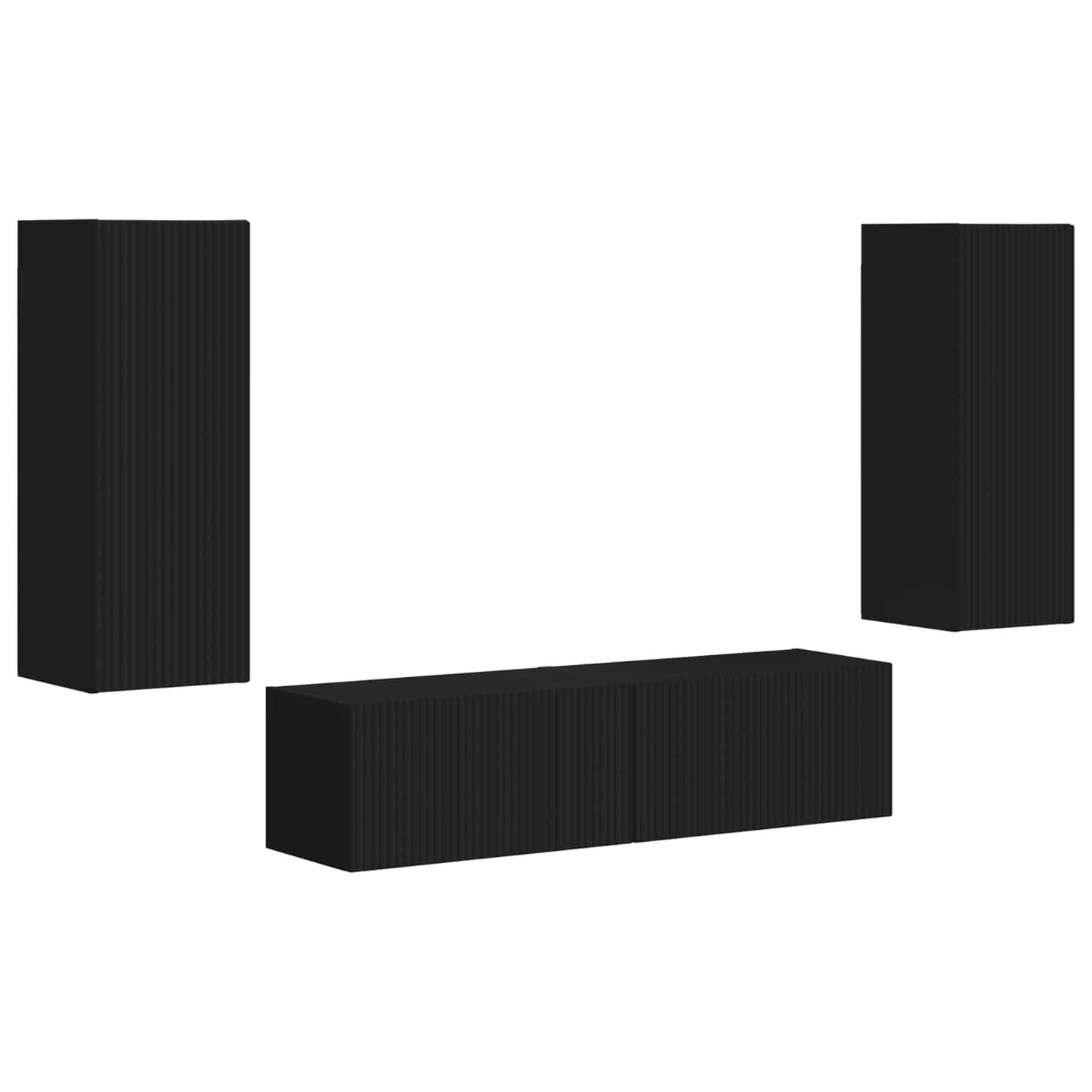 TV Cabinet Set 2 pcs Black Engineered Wood