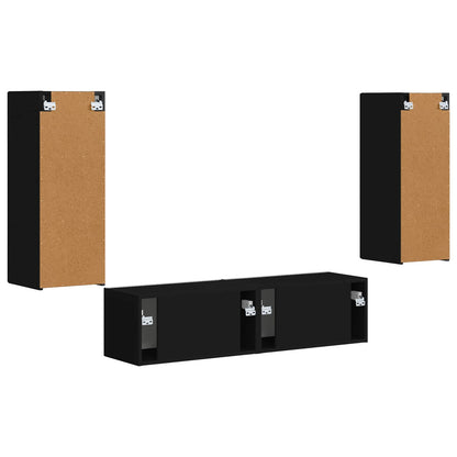 TV Cabinet Set 2 pcs Black Engineered Wood