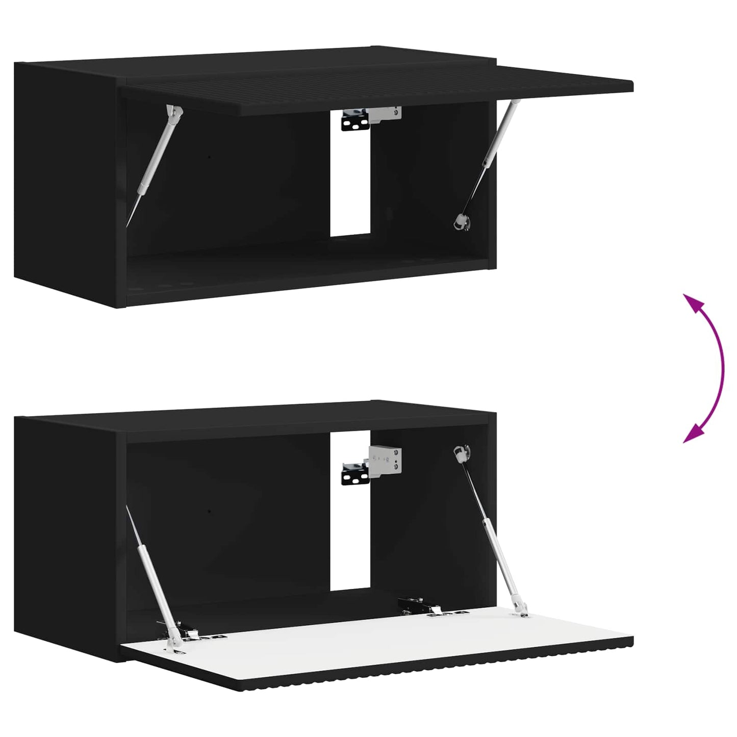 TV Cabinet Set 2 pcs Black Engineered Wood