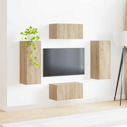 TV Cabinet Set Wall-mounted 2 pcs Sonoma Oak Engineered Wood