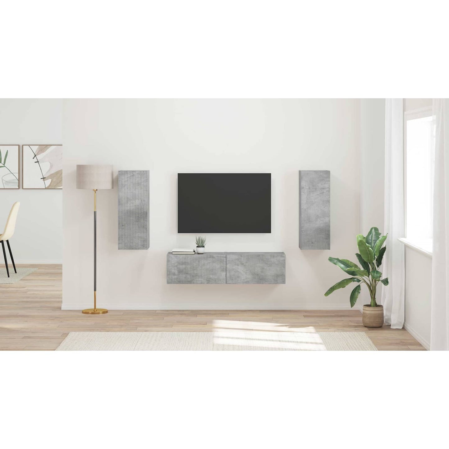 TV Cabinet Set Wall-mounted 2 pcs Concrete Grey Engineered Wood