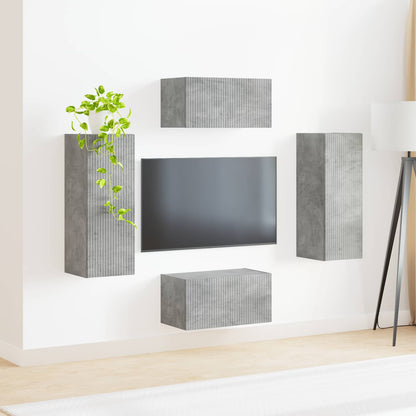 TV Cabinet Set Wall-mounted 2 pcs Concrete Grey Engineered Wood