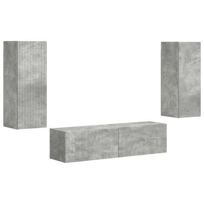 TV Cabinet Set Wall-mounted 2 pcs Concrete Grey Engineered Wood