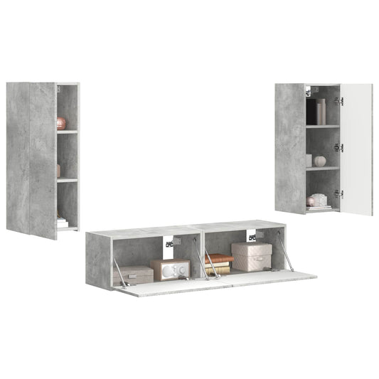 TV Cabinet Set Wall-mounted 2 pcs Concrete Grey Engineered Wood