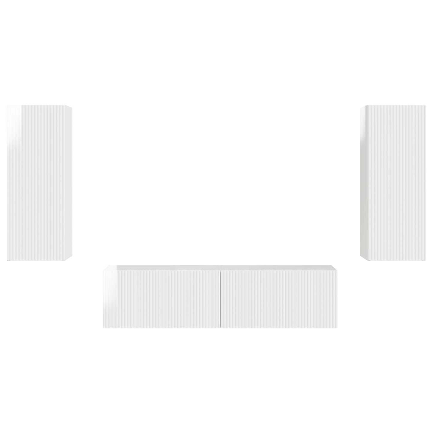 TV Cabinet Set 2 pcs High Gloss White Engineered Wood