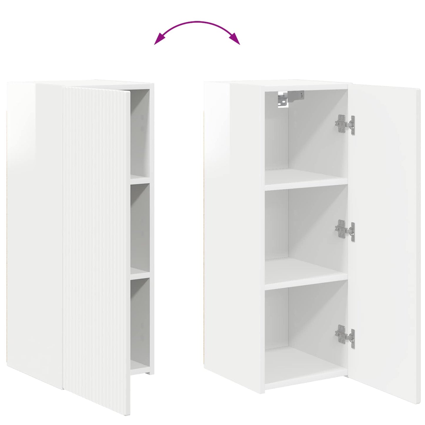 TV Cabinet Set 2 pcs High Gloss White Engineered Wood
