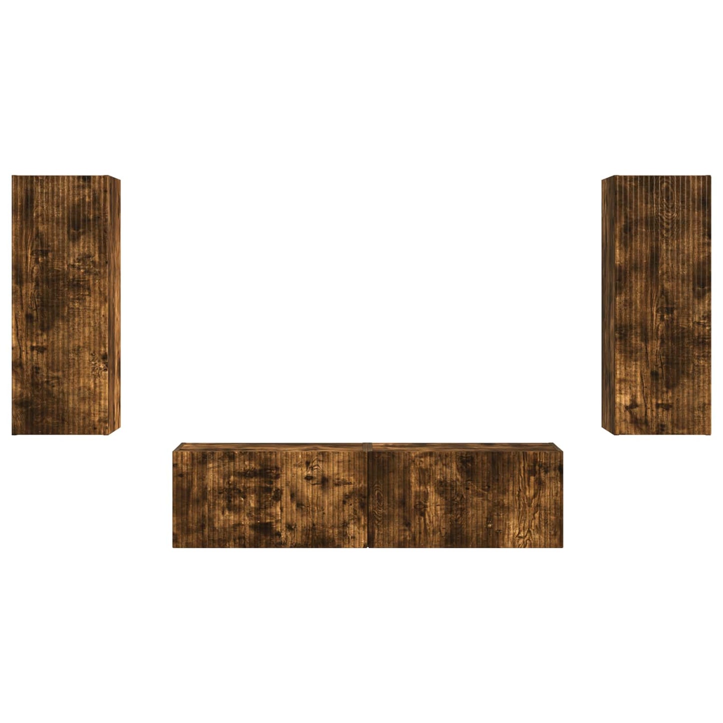 TV Cabinet Set Wall-mounted 2 pcs Smoked Oak Engineered Wood
