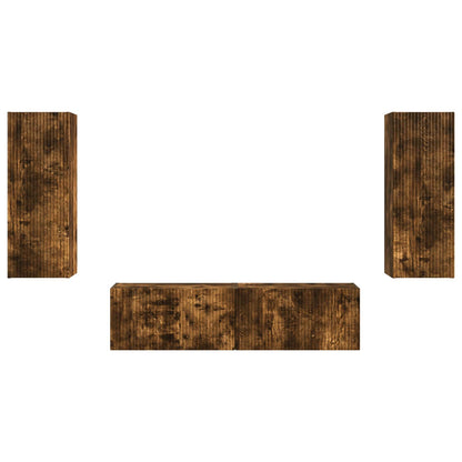 TV Cabinet Set Wall-mounted 2 pcs Smoked Oak Engineered Wood