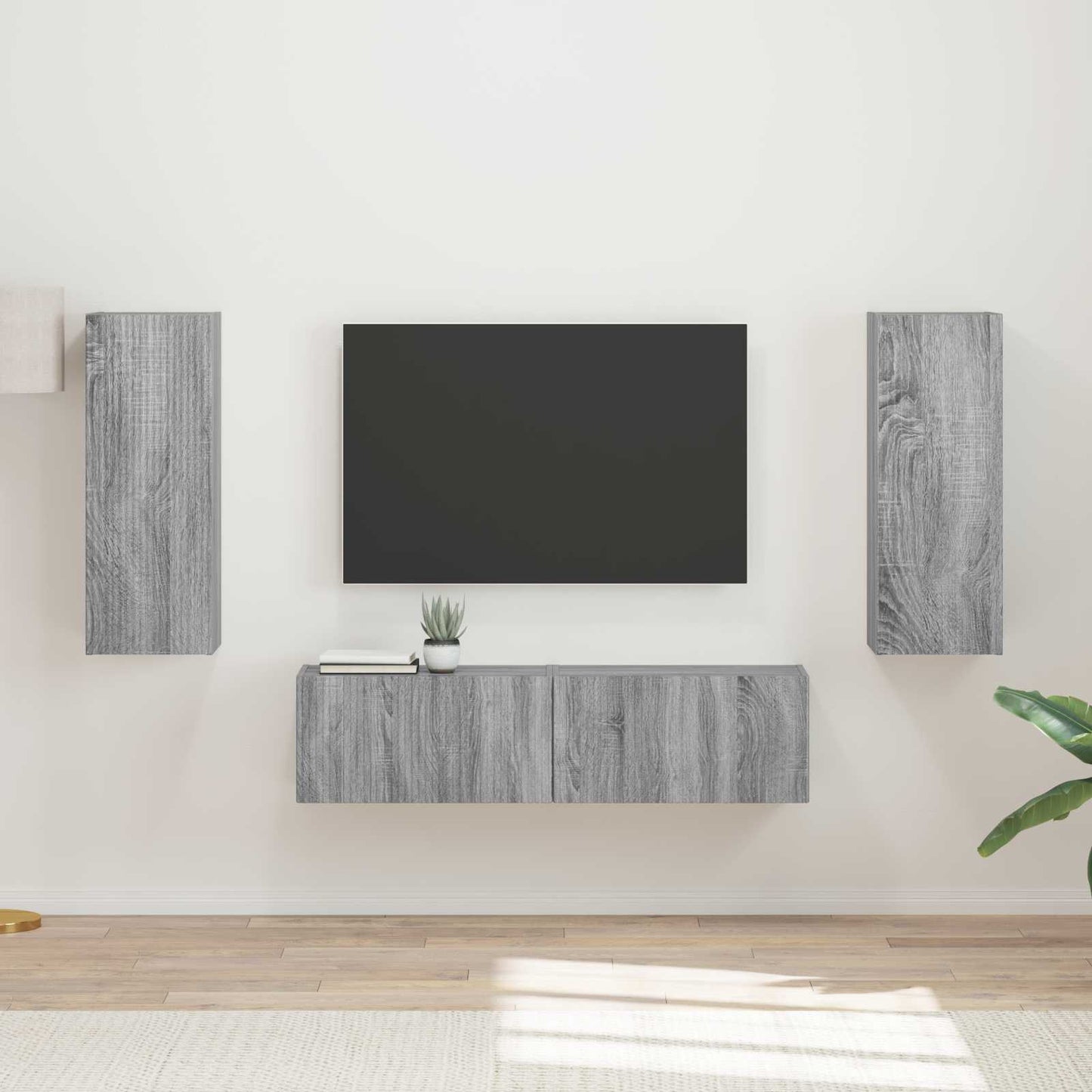 TV Cabinet Set Wall-mounted 2 pcs Grey Sonoma Engineered Wood