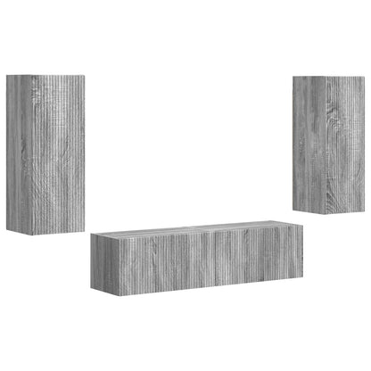 TV Cabinet Set Wall-mounted 2 pcs Grey Sonoma Engineered Wood