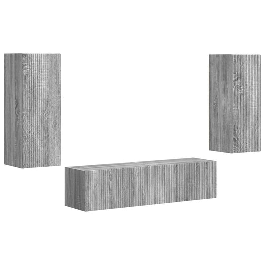 TV Cabinet Set Wall-mounted 2 pcs Grey Sonoma Engineered Wood