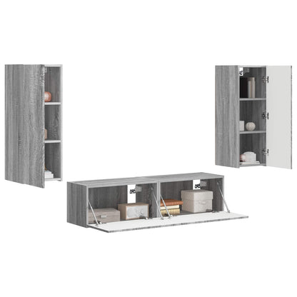 TV Cabinet Set Wall-mounted 2 pcs Grey Sonoma Engineered Wood
