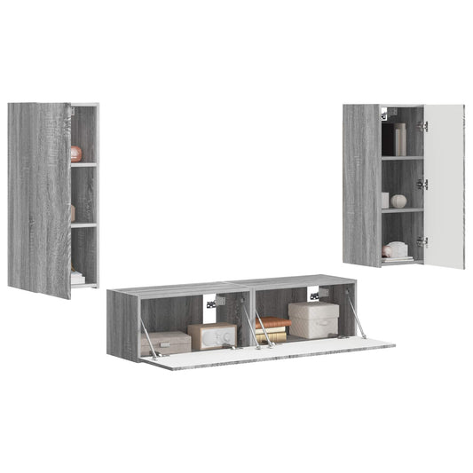 TV Cabinet Set Wall-mounted 2 pcs Grey Sonoma Engineered Wood