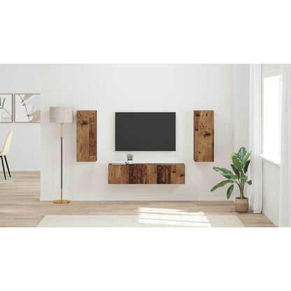 TV Cabinet Set Wall-mounted 2 pcs Old Wood Engineered Wood