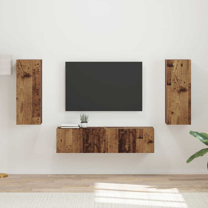 TV Cabinet Set Wall-mounted 2 pcs Old Wood Engineered Wood