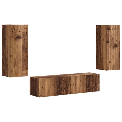 TV Cabinet Set Wall-mounted 2 pcs Old Wood Engineered Wood