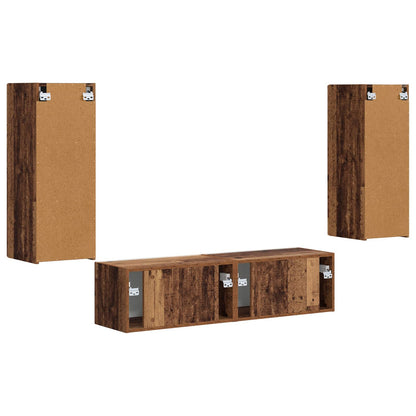 TV Cabinet Set Wall-mounted 2 pcs Old Wood Engineered Wood