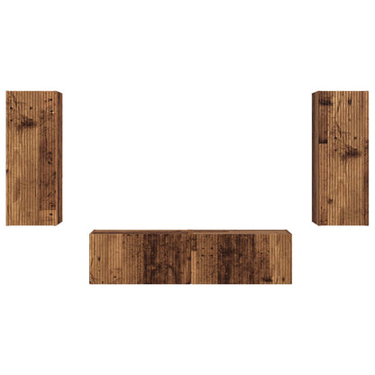 TV Cabinet Set Wall-mounted 2 pcs Old Wood Engineered Wood