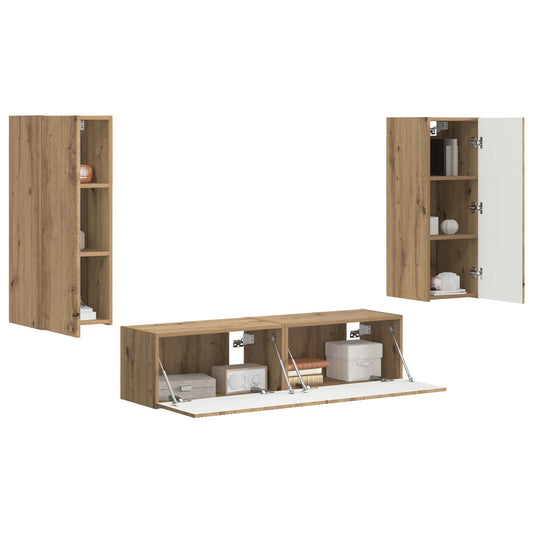 TV Cabinet Set Wall-mounted 2 pcs Artisan Oak Engineered Wood