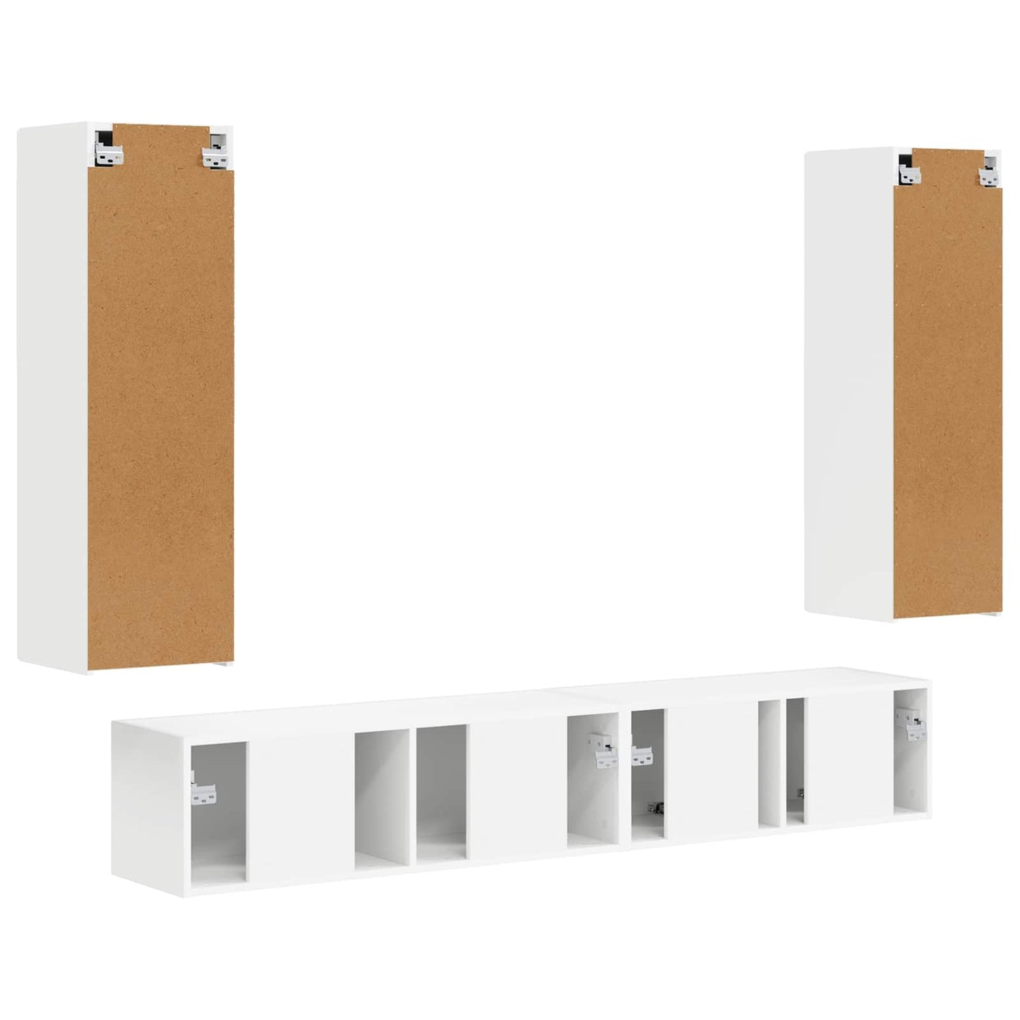 TV Cabinet Set Wall-mounted 3 pcs White Engineered Wood
