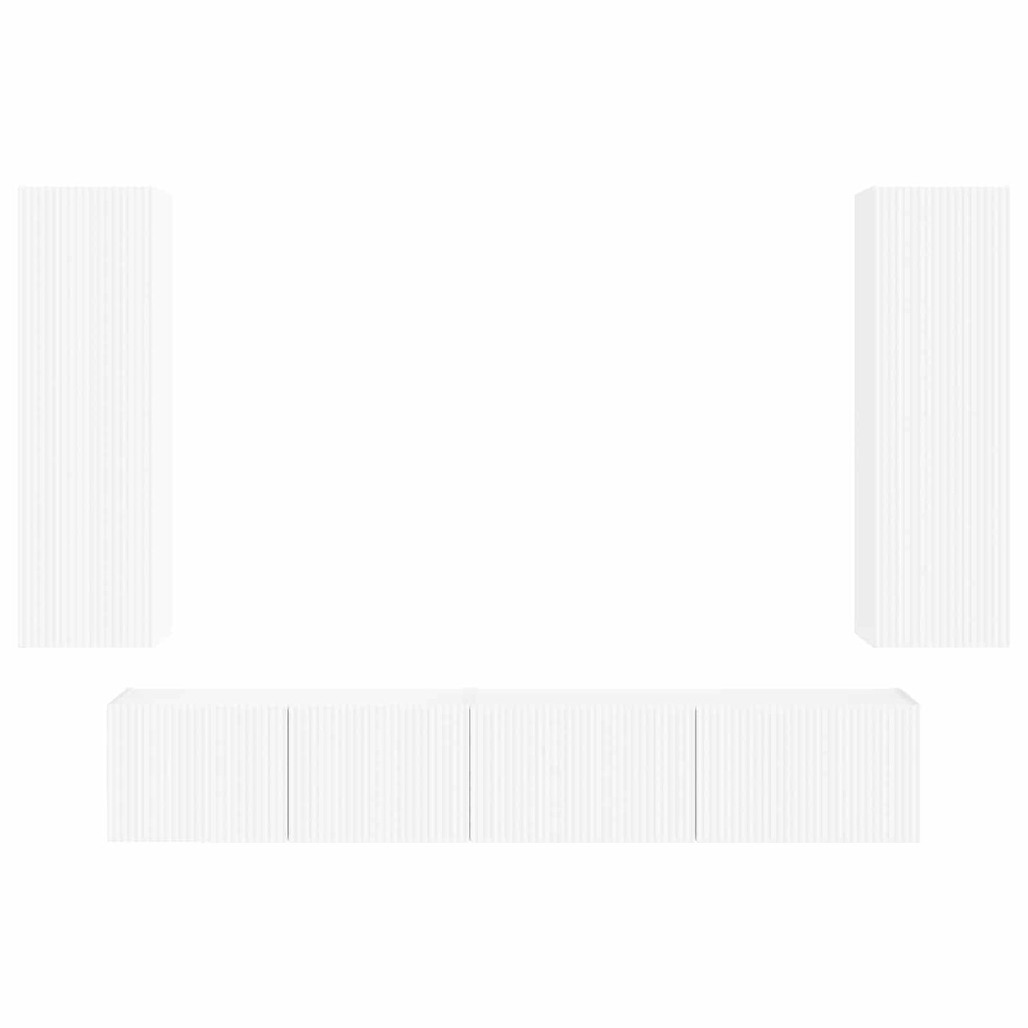 TV Cabinet Set Wall-mounted 3 pcs White Engineered Wood