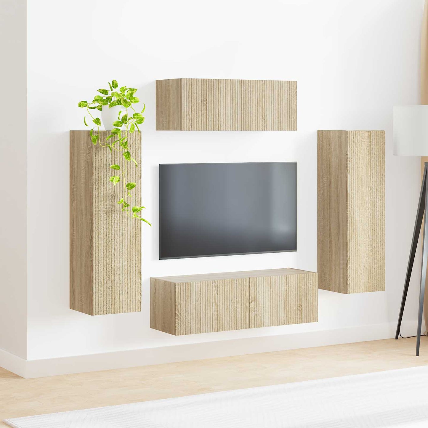 TV Cabinet Set Wall-mounted 3 pcs Sonoma Oak Engineered Wood