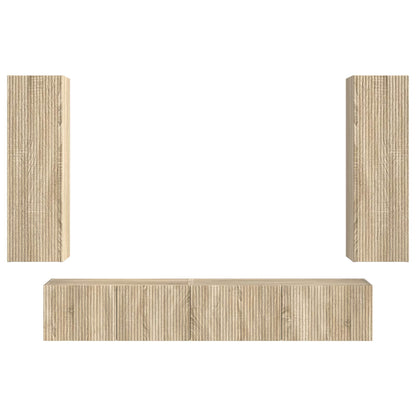 TV Cabinet Set Wall-mounted 3 pcs Sonoma Oak Engineered Wood