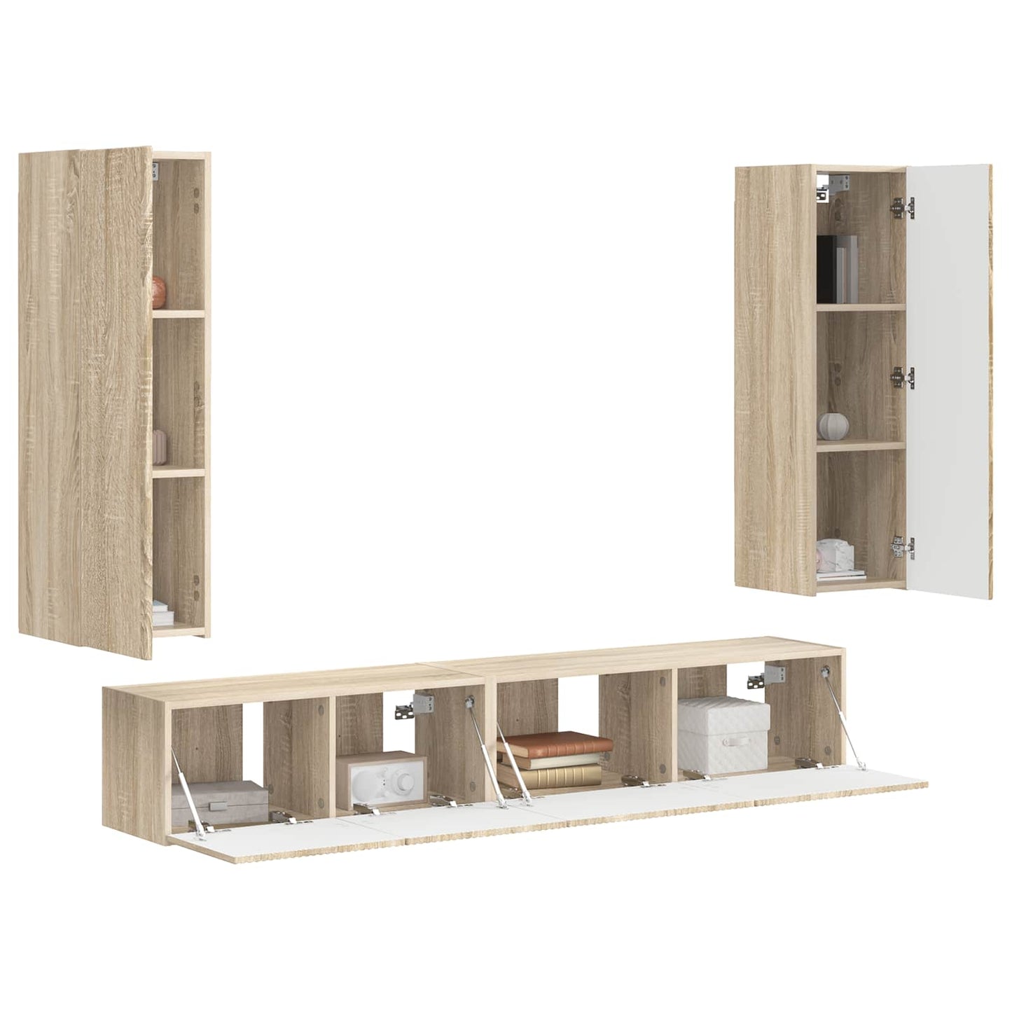 TV Cabinet Set Wall-mounted 3 pcs Sonoma Oak Engineered Wood