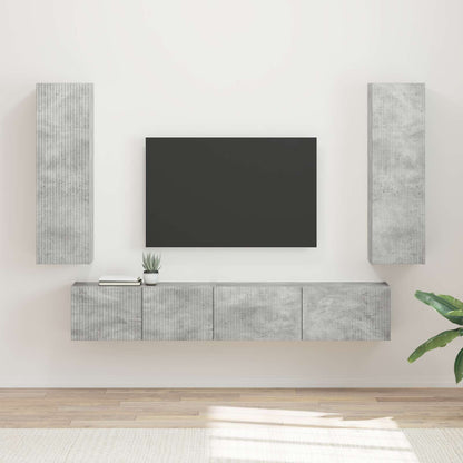 TV Cabinet Set Wall-mounted 3 pcs Concrete Grey Engineered Wood