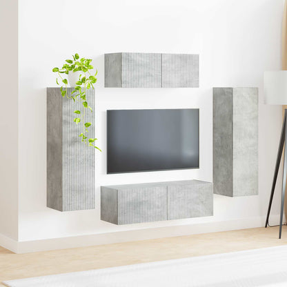 TV Cabinet Set Wall-mounted 3 pcs Concrete Grey Engineered Wood