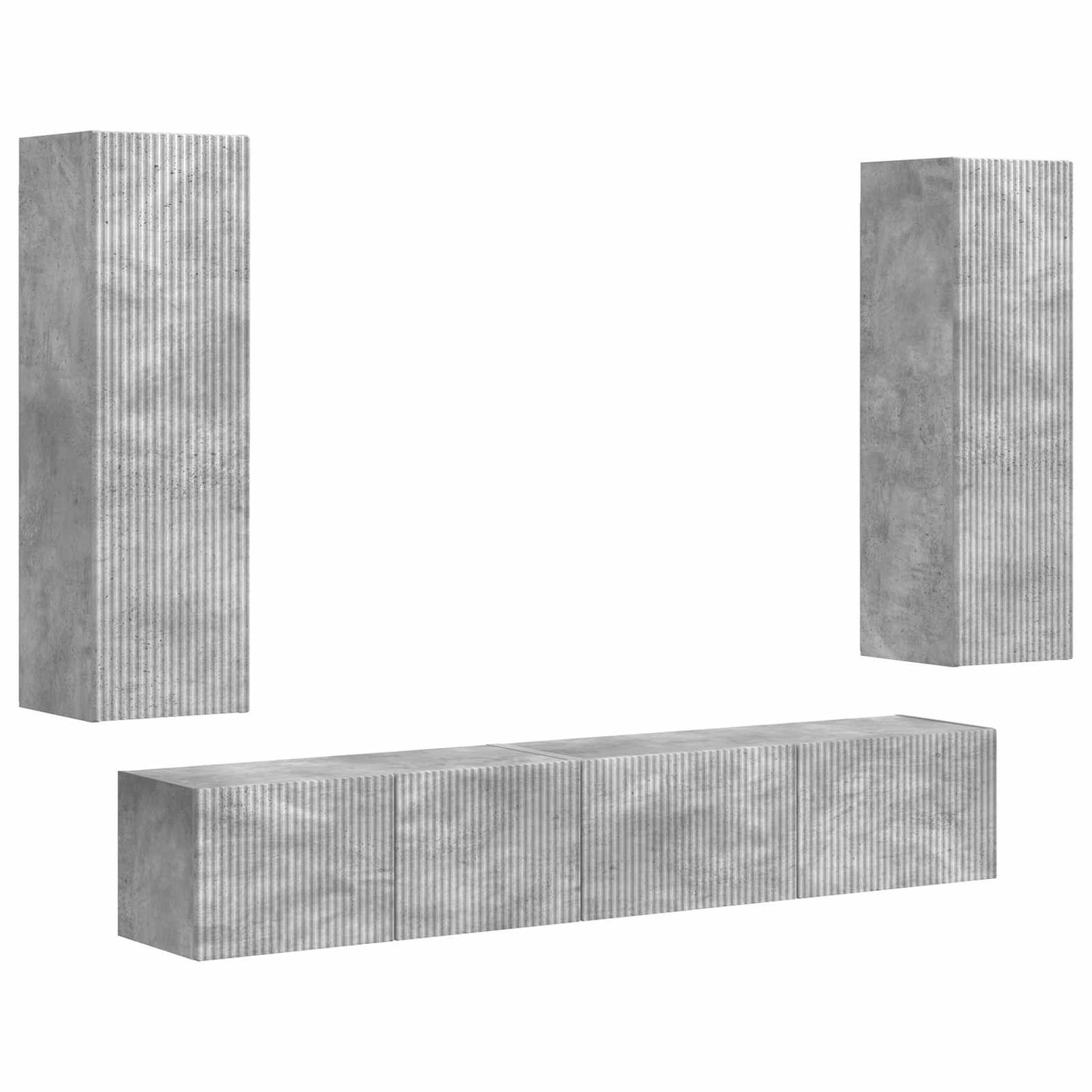 TV Cabinet Set Wall-mounted 3 pcs Concrete Grey Engineered Wood