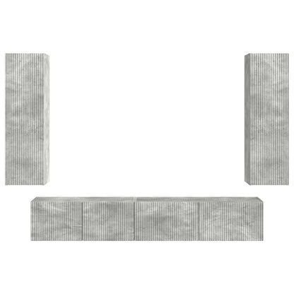 TV Cabinet Set Wall-mounted 3 pcs Concrete Grey Engineered Wood