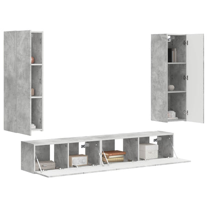 TV Cabinet Set Wall-mounted 3 pcs Concrete Grey Engineered Wood