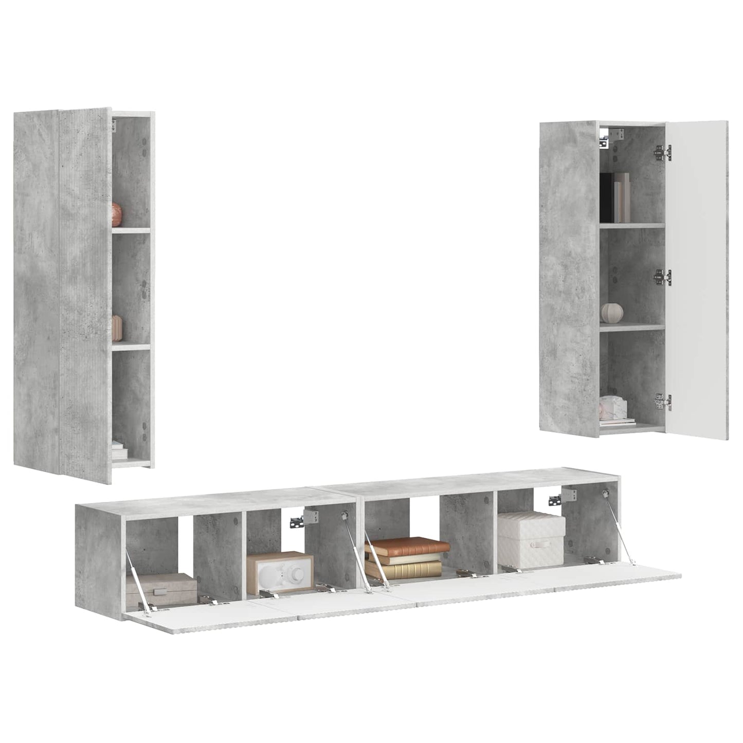 TV Cabinet Set Wall-mounted 3 pcs Concrete Grey Engineered Wood