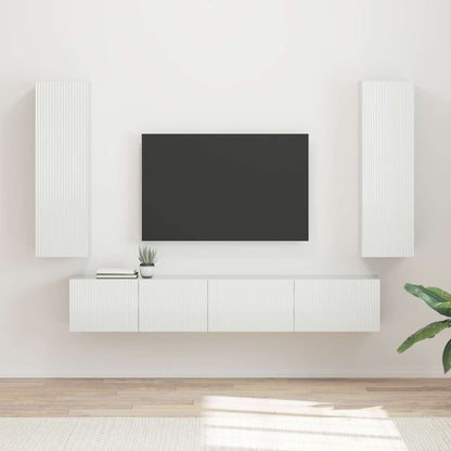 TV Cabinet Set 3 pcs High Gloss White Engineered Wood