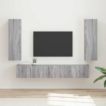 TV Cabinet Set Wall-mounted 3 pcs Grey Sonoma Engineered Wood