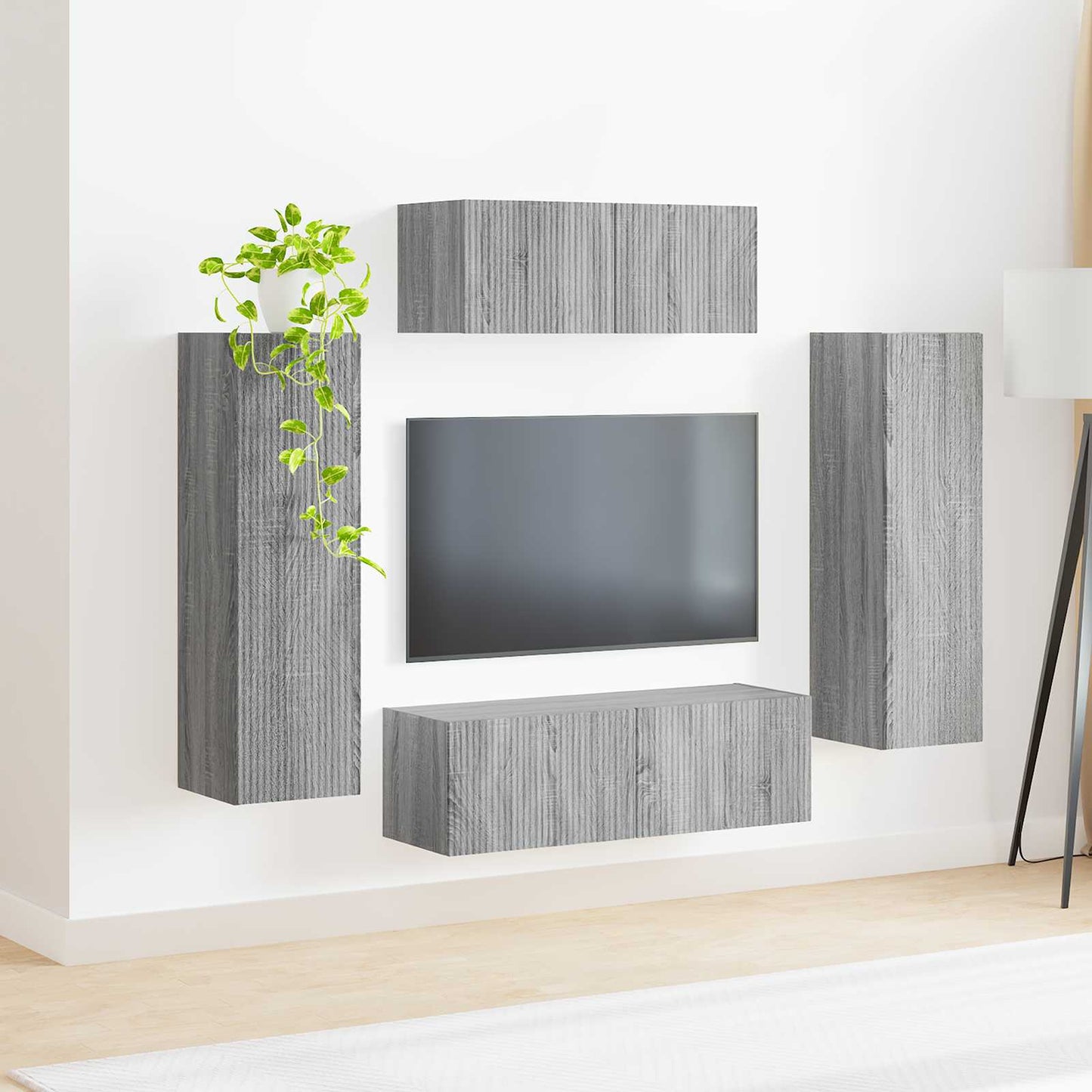 TV Cabinet Set Wall-mounted 3 pcs Grey Sonoma Engineered Wood