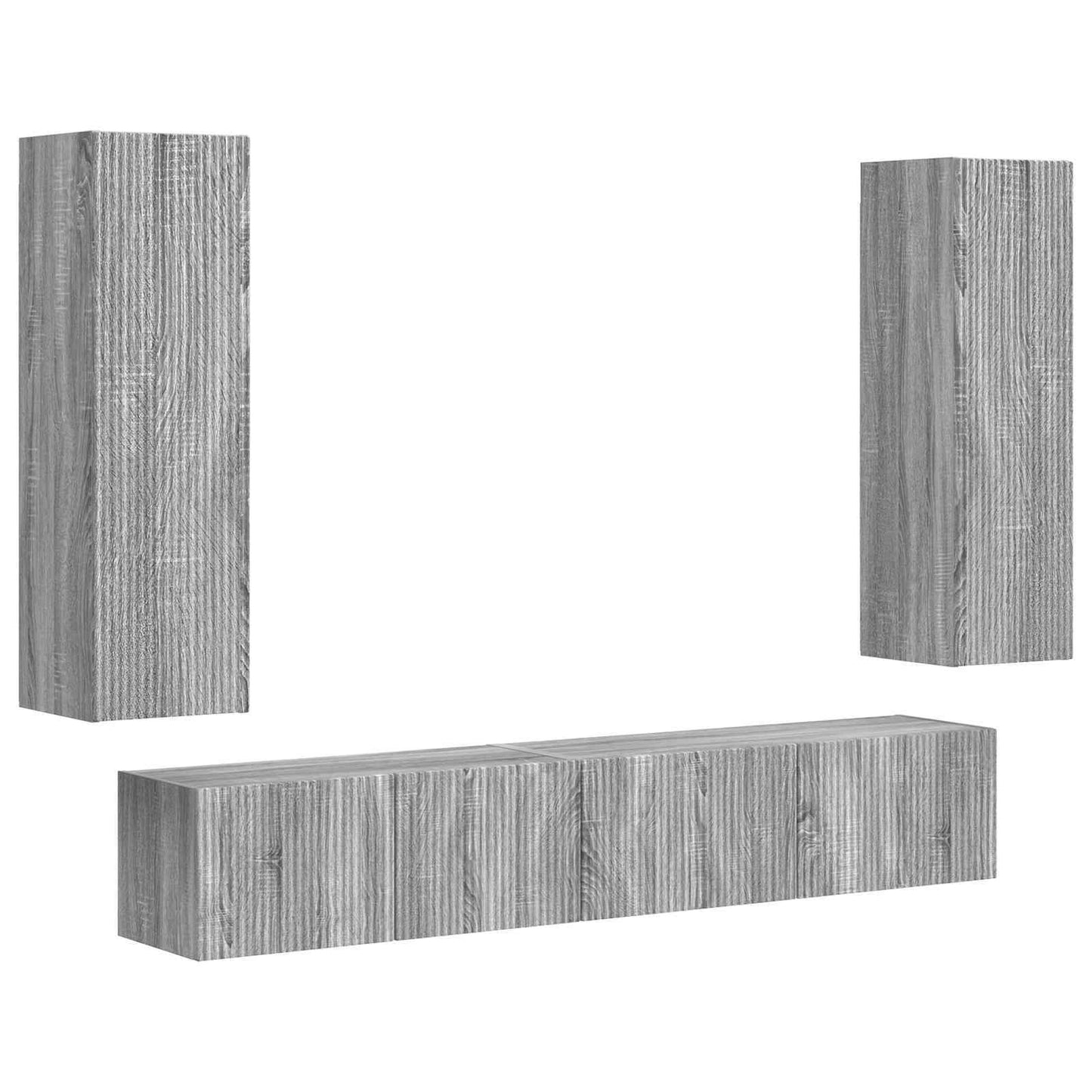 TV Cabinet Set Wall-mounted 3 pcs Grey Sonoma Engineered Wood