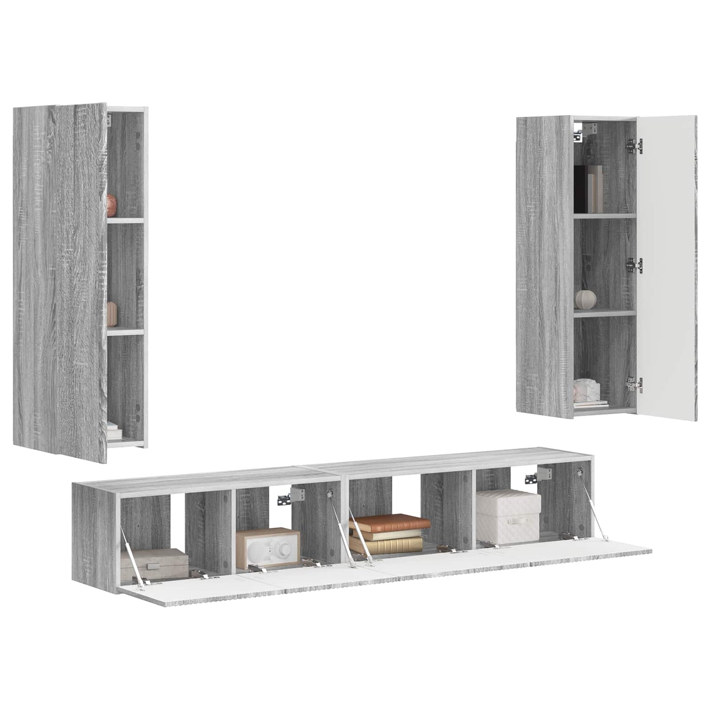 TV Cabinet Set Wall-mounted 3 pcs Grey Sonoma Engineered Wood