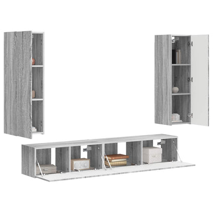 TV Cabinet Set Wall-mounted 3 pcs Grey Sonoma Engineered Wood
