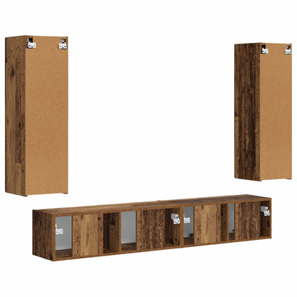 TV Cabinet Set Wall-mounted 3 pcs Old Wood Engineered Wood