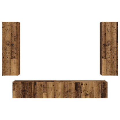 TV Cabinet Set Wall-mounted 3 pcs Old Wood Engineered Wood