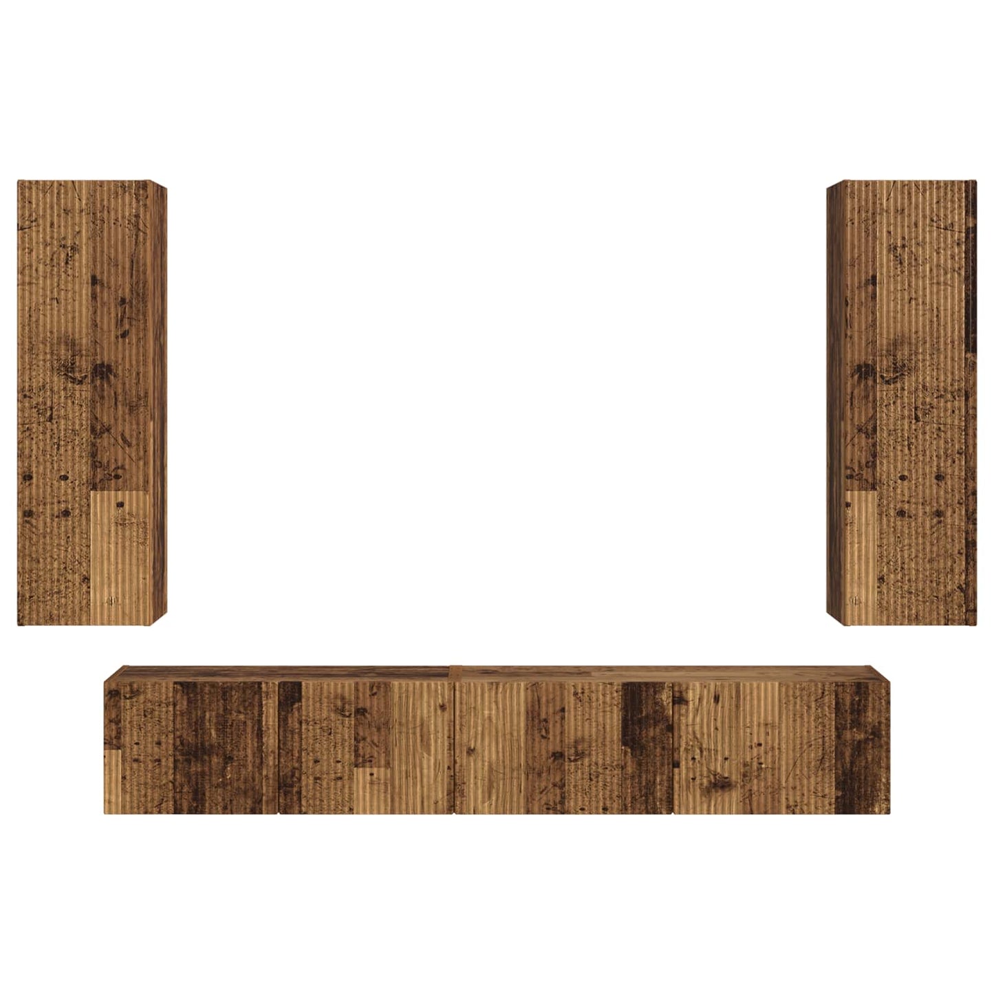 TV Cabinet Set Wall-mounted 3 pcs Old Wood Engineered Wood