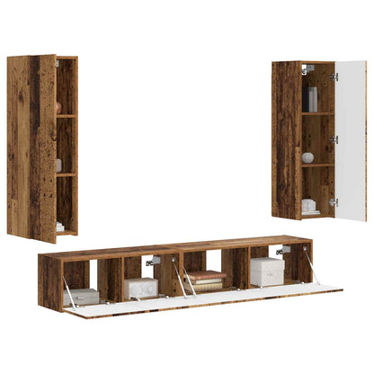 TV Cabinet Set Wall-mounted 3 pcs Old Wood Engineered Wood