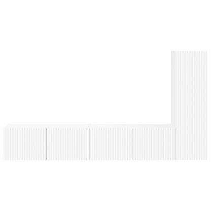 TV Cabinet Set Wall-mounted 3 pcs White Engineered Wood