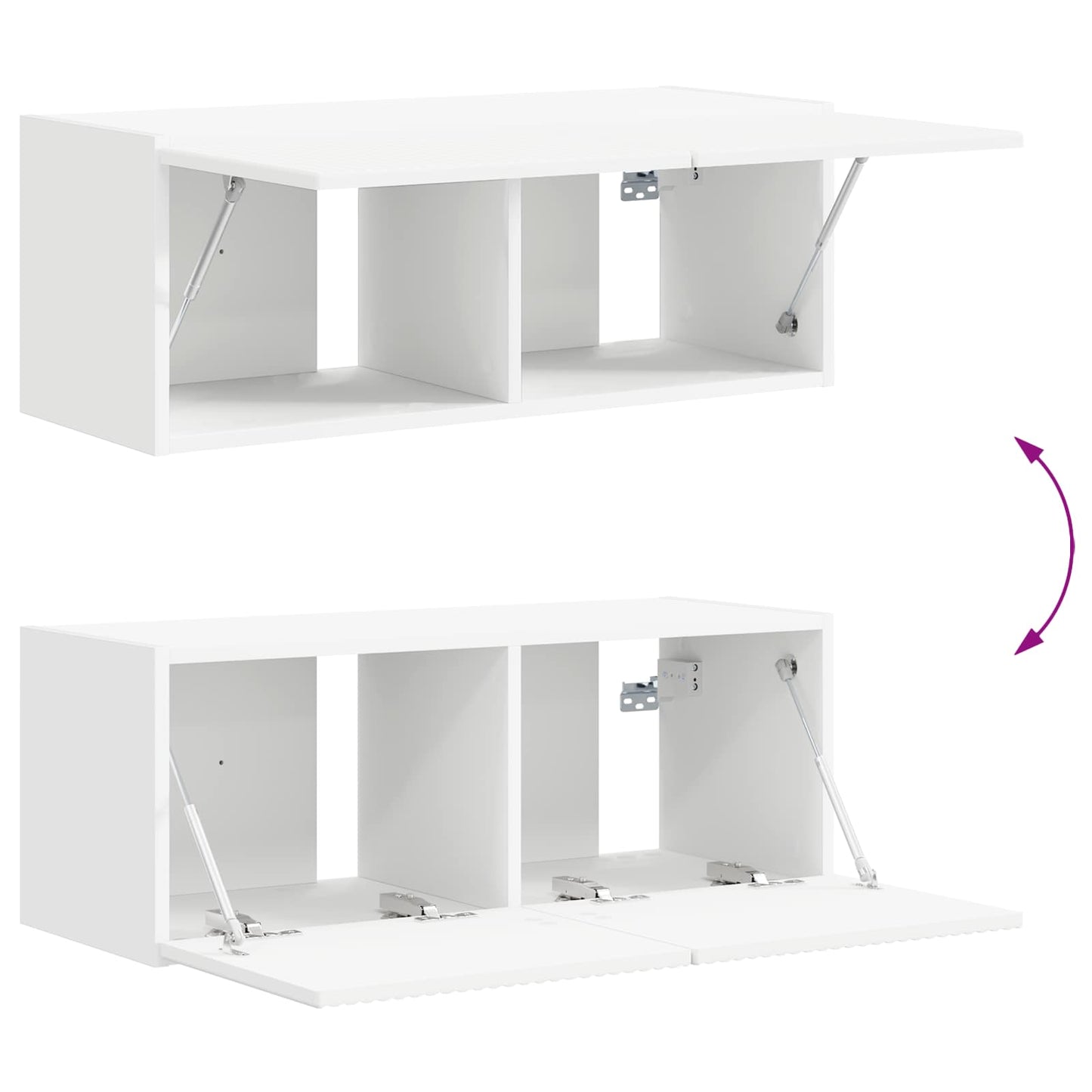 TV Cabinet Set Wall-mounted 3 pcs White Engineered Wood