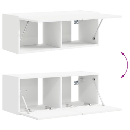 TV Cabinet Set Wall-mounted 3 pcs White Engineered Wood